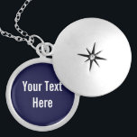Navy Blue Your Text Hier Custom Locket Necklle<br><div class="desc">Dieses Produkt lässt sich einfach anpassen - einfach den Text unter dem Abschnitt "Personalisieren" ändern. Weitere Anpassungsoptionen wie Schriftart-Stile,  Farben und andere Bearbeitungsoptionen stehen zur Verfügung,  wenn Sie oben auf die Schaltfläche "Anpassen" klicken.</div>