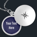 Navy Blue Your Text Hier Custom Locket Necklle<br><div class="desc">Dieses Produkt lässt sich einfach anpassen - einfach den Text unter dem Abschnitt "Personalisieren" ändern. Weitere Anpassungsoptionen wie Schriftart-Stile,  Farben und andere Bearbeitungsoptionen stehen zur Verfügung,  wenn Sie oben auf die Schaltfläche "Anpassen" klicken.</div>