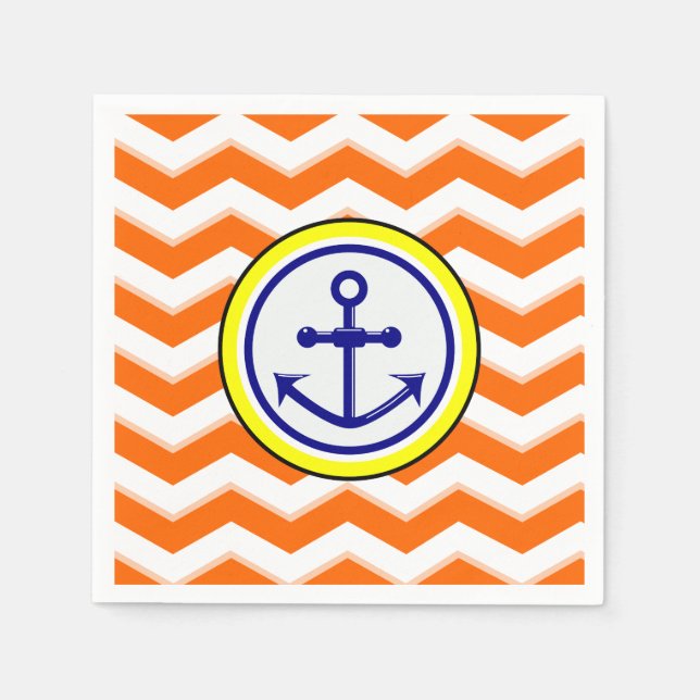 Navy Blue Zickzack Anchor Narrow Black Roundel Serviette (Vorderseite)