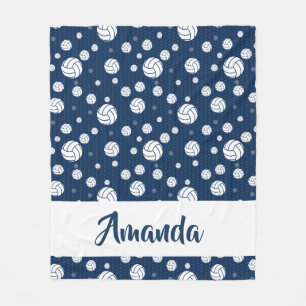 Navy Blue Zickzack Volleyball Muster Fleecedecke