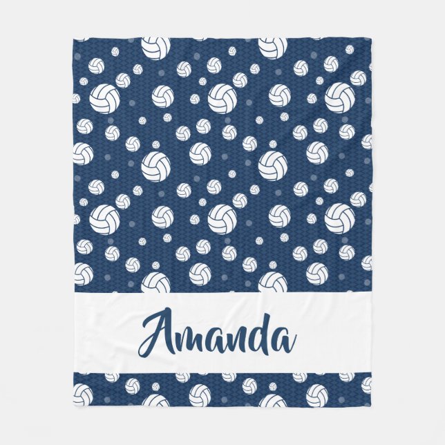 Navy Blue Zickzack Volleyball Muster Fleecedecke (Vorderseite)