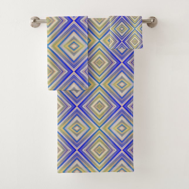 Navy Blues Alternative Diamond Pattern Badhandtuch Set (Insitu)