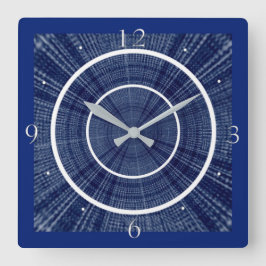 Navy Blues und White Abstract Design Quadratische Wanduhr