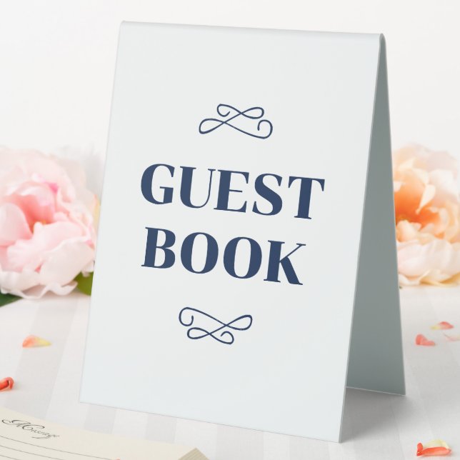 Navy Blüh Gästebuch Tischaufsteller (In Situ (Hochzeit))