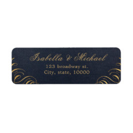 Navy blühte Kalligraphie Vintage Rücksendeadresse