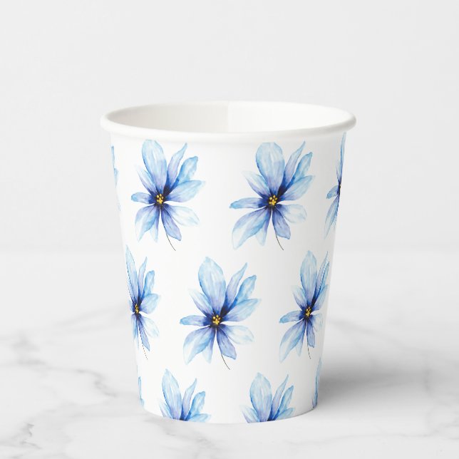 Navy Blume Minimalistisches elegantes Brautparty Pappbecher (Links)