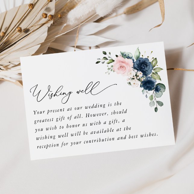 Navy Blume, rosa Blume, Blumenwünsche gut Begleitkarte (Von Creator hochgeladen)