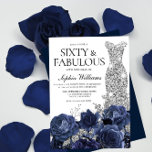 Navy Blume & Silver Diamond Dress 60. Geburtstag Einladung<br><div class="desc">Navy Blume & Silver Diamond Dress 60. Geburtstag Einladung Siehe Matching Kollektion in Nest und Nest Store</div>