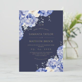 Navy Blumen ⎮Elegant All in One Einladung
