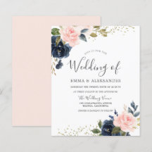 Navy & Blush auf eine budgetäre Hochzeitseinladung