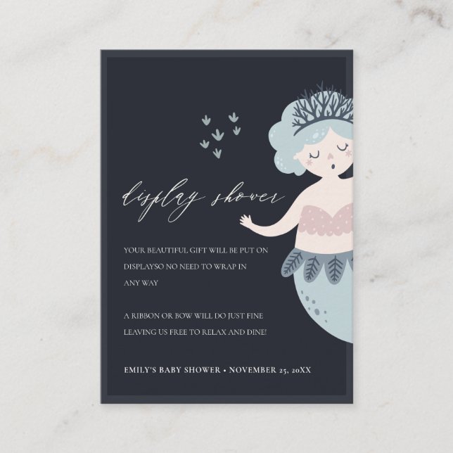 NAVY BLUSH BLAUE KLEINE MERMAID DISPLAY BABY SHOWE BEGLEITKARTE (Vorderseite)