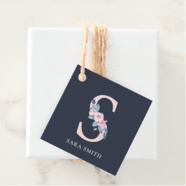 NAVY BLUSH BLUE FLORAL ALPHABETS NAME LETTER S GESCHENKANHÄNGER