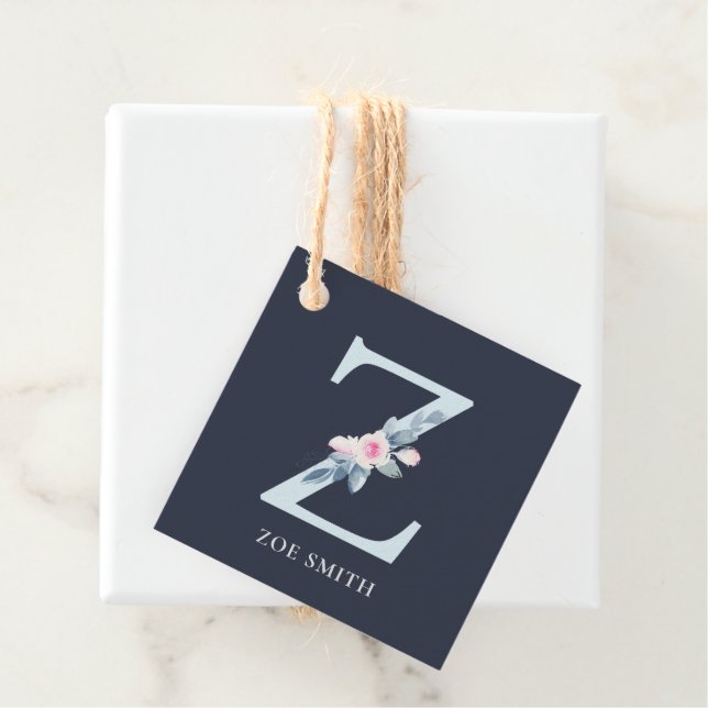 NAVY BLUSH BLUE FLORAL ALPHABETS NAME LETTER Z GESCHENKANHÄNGER (Beispiel)