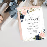 Navy & Blush Blume Glitzer Einladung Hochzeit<br><div class="desc">Navy & Blush Blume Glitzer Hochzeit Einladung Wir haben auch viele andere Einladung und Sammlungen.</div>