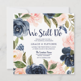 Navy Blush Blume wir machen noch immer eine Erneue Einladung