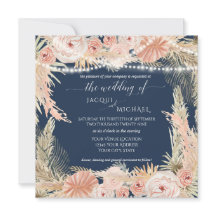 Navy Blush BOHO Twinkle Lights Floral Pampas Grass