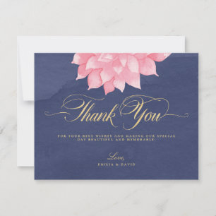 Navy Blush Floral Dahlia Hochzeit Danke Karte