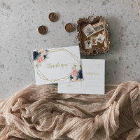 Navy Blush Floral Gold Geometric Vielen Dank