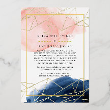 Navy & Blush Geometrische Virtuelle Hochzeitsgäste