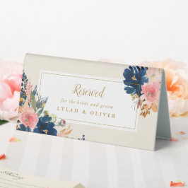 Navy Blush & Gold | Reserviert für Braut & Bräuche Tischaufsteller