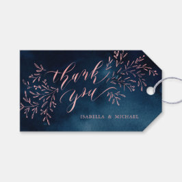Navy Blush Kalligraphie danken Ihnen rustikalen Bl Geschenkanhänger