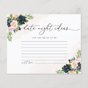 Navy & Blush Pink Floral Date Night Ideenkarte