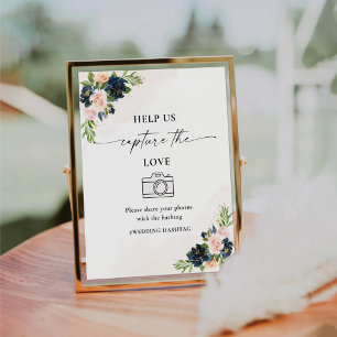Navy & Blush Pink helfen uns, die Liebe zu erfasse Sockelschild
