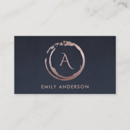 NAVY BLUSPINK BRUSH STROKE CIRCLE LOGO MONOGRAM VISITENKARTE
