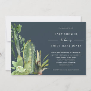 NAVY BOHO ERFOLGREICH DESERT CACTI FAUNA BABY SHOW EINLADUNG