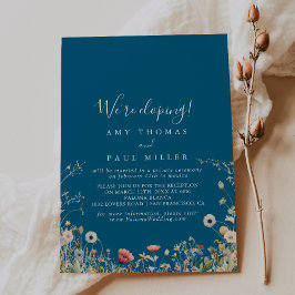Navy Boho Wildblume Elopement Empfang Einladung