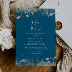 Navy Boho Wildblume I GRILLEN Engagement Party Einladung