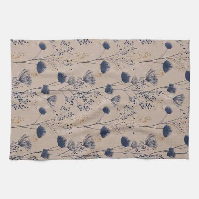 Navy Botanical Wildflower Kitchen Towels Geschirrtuch (Horizontal)