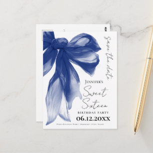 Navy Bow Coquette Sweet 16 Termin vormerken Postkarte