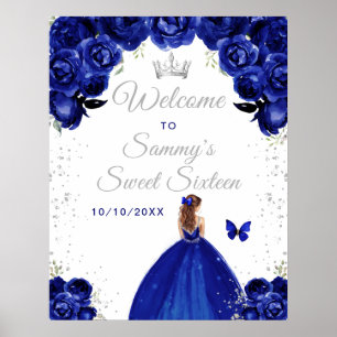 Navy Braune Haar Prinzessin Sweet Sixteen Willkomm Poster