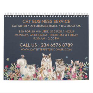 Navy Brauner Katzensitter Pet Groomer Kalender
