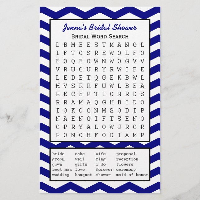 Navy Brautparty Shooting Word Search Game (Vorderseite)