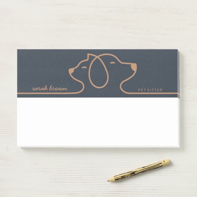 Navy Brown Groomer Pet Branding Logo Post-it Klebezettel (Auf Schreibtisch)