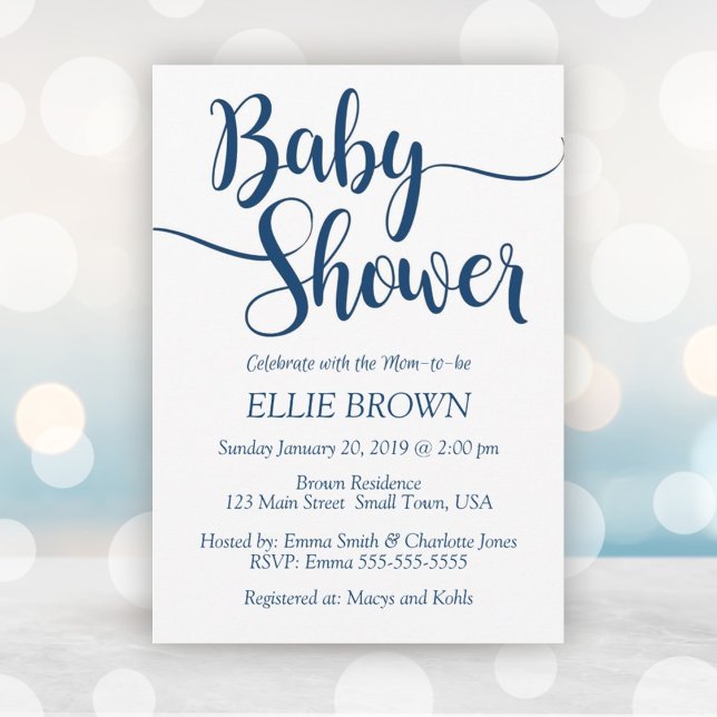 Navy Buffalo Kariert einfache Babydusche Einladung (Navy Buffalo Plaid Simple Baby Shower Invitation)