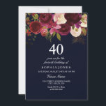 Navy & Burgund Blume 40. Geburtstag Party Einladun Einladung<br><div class="desc">Navy & Burgund Blume 40. Geburtstag Party Einladen Matching Sammlung in Nest und Nest Shop. Boho chic bordeauxrot weiß Aquarell Blüte Schöne handgemalte Aquarellbilderin</div>