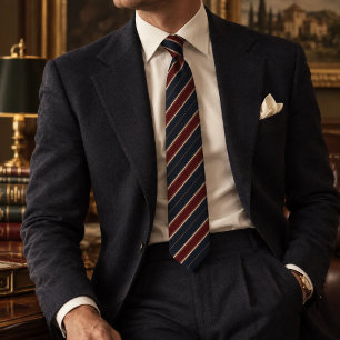 Navy Burgund Gold Preppy Repp Streifen Krawatte