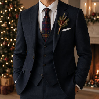Navy Burgund Rot Tartan-Schneeflocken-Weihnachten Krawatte