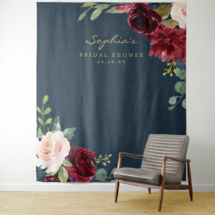 Navy Burgunder Brautparty Dekoration Hintergrund Wandteppich