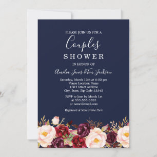 Navy Burgunder Marsala Hochzeit Paare Shower Einladung