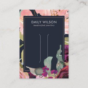 NAVY BURGUNDY BLUSH FLORAL HAAIR CLIP DISPLAY CARD VISITENKARTE