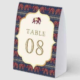 Navy Burgundy Elephant Indian Wedding Table Number Tischaufsteller