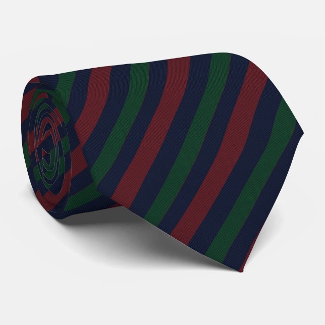  Navy Burgundy Green Classic Regimental Stripe Krawatte (Gerollt)