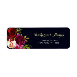 Navy Burgundy Marsala Watercolor Blumenadresse