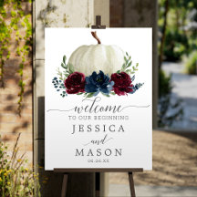Navy Burgundy Pumpkin Hochzeit Begrüßung Favoriten