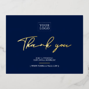 Navy Business Logo Danke Beilage Folie Einladungspostkarte