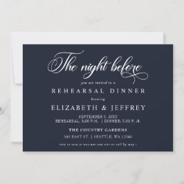 Navy Calligraphy The Night Before Probe Dinner Einladung